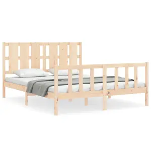 Berkfield Bed Frame with Headboard King Size Solid Wood