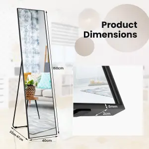 Costway Full Length Mirror Rectangular Dressing Mirror Floor-standing or Wall-mounted