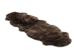 Uk Homeliving Dark Brown two piece longwool genuine sheepskin rug 180cm