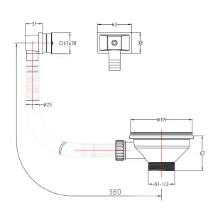 Basket Strainer Waste Square Overflow Stainless Steel