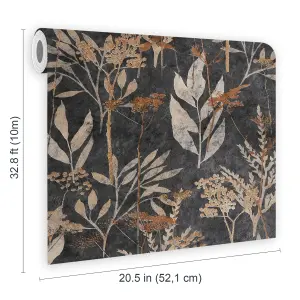 Superfresco Easy Solstice Black Gold Floral Wallpaper