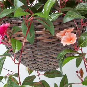 Homescapes White, Orange and Pink Impatiens Hanging Basket, 85 cm