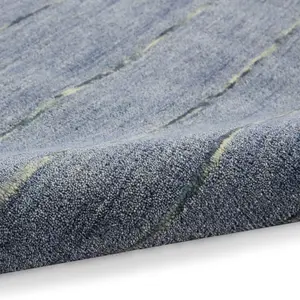 Denim Striped Handmade Luxurious Modern Striped Wool Rug For Bedroom & Living Room-160cm X 221cm