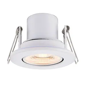 Luminosa Shieldeco Fire Rated Integrated LED Tilt Recessed Light Matt White, Acrylic