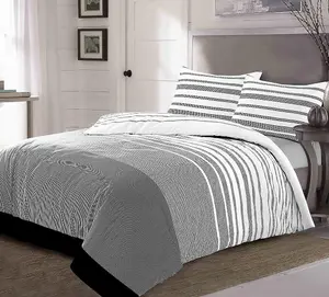 Maximus Striped Monochrome Duvet Cover Set Fully Reversible Modern Bedding - Super King