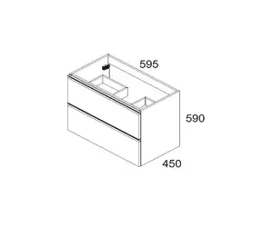 Banyetti Akiro 600mm Wall Hung Basin Unit with Matt Black Handles - Walnut