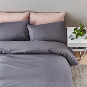 Pure Cotton Duvet Cover Set Charcoal / Single - 1 Pillowcase (45 x 80 cm)