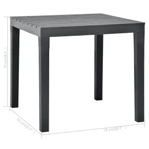 Berkfield Garden Table Anthracite 78x78x72 cm Plastic