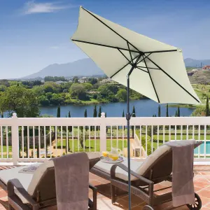 Birchtree Garden Parasol Tilt Crank Patio Sunshade Umbrella Aluminium 2.5M Beige