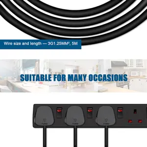 Extrastar 6 Gang Individually Switched Surge-Protected Extension Lead 5m Black, 13A