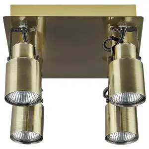 4 Light Spotlight Metal Plate Brass BONTE