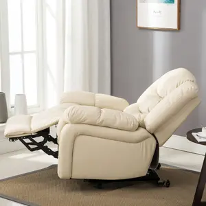 Seattle Electric Single Motor Rise Recliner Armchair Sofa Home Lounge Bonded Leather Chair (Cream)