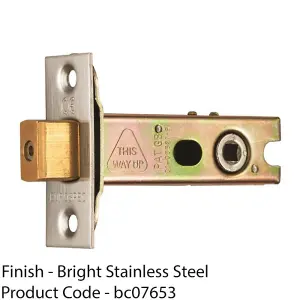 64mm Tubular Deadbolt Lock & 5mm Follower - Bright Stainless Steel Bathroom Turn