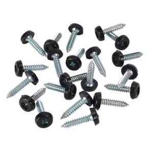 Sealey Number Plate Screw Plastic Enclosed Head 4.8 x 24mm Black Pack of 50