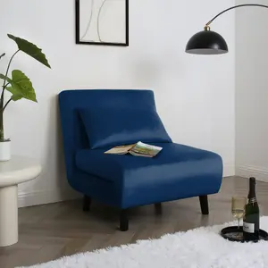 Aurora 1 Seat Sofa Bed Blue Velvet