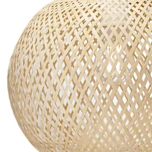 Eco Friendly Modern Spherical Cage Design Bamboo Strapping Pendant Lamp Shade