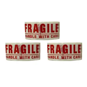 KAV Fragile Packing Tape - Super Strong and Low Noise Fragile Tape for Boxes - Packaging Tape with Fragile Print, 48mm x 66m (3)