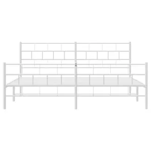 Berkfield Metal Bed Frame with Headboard and Footboard White 200x200 cm