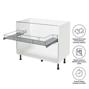 GoodHome Pebre Grey Under-sink 100cm Pull-out storage