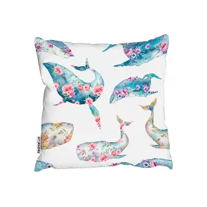 Cushions - Whale with flowers (Cushion) / 45cm x 45cm