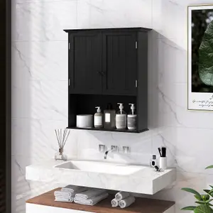 Costway Bathroom Storage Cabinet Wall Mounted Vanity Storage Cupboard w/ Adjustable Shelf