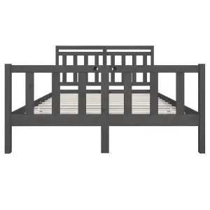 Berkfield Bed Frame Grey Solid Wood 160x200 cm 5FT King Size