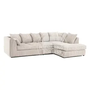 Luxor Cream Jumbo Cord Large 5 Seater Corner Sofa Long Right Hand Facing