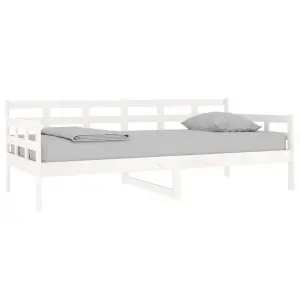 Berkfield Day Bed White Solid Wood Pine 90x190 cm