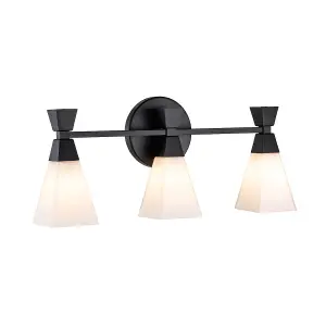 Luminosa Bowtie 3 Light Bathroom Wall Lamp, Matte Black IP44