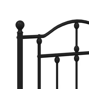 Berkfield Metal Bed Frame with Headboard Black 140x190 cm