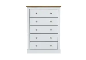 Devon 5 Drawer Chest White W 79 x L 39.5 x H 111.9 cm