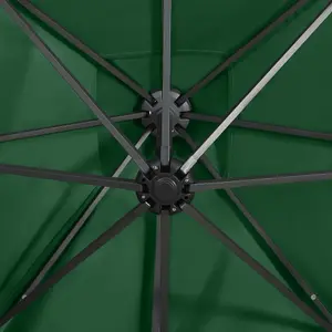 Berkfield Cantilever Umbrella with Pole and LED Lights Green 300 cm