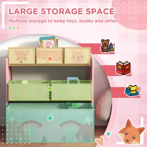 ZONEKIZ Kids Storage Unit with 6 Boxes, Childrens Toy Storage Organiser, Pink