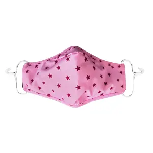 Aquarius Reusable Face Mask Comfortable and Breathable For Kids, Pink Stars