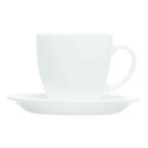 URBNLIVING 2cm Height White Luminarc Cup and Saucer Set of 12 Pcs