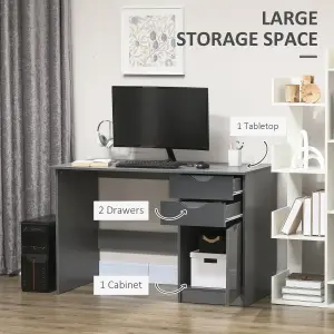 HOMCOM Computer Desk w/ Drawers Modern Writing Workstation for Home Office Grey