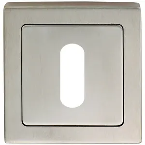 Square Lock Profile Escutcheon Concealed Fix 52 x 52mm Bright Satin Steel