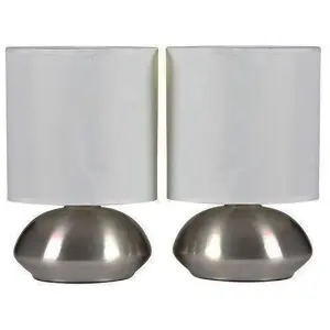 New Pair Touch Table Lamps Dimming Stepped Chrome White