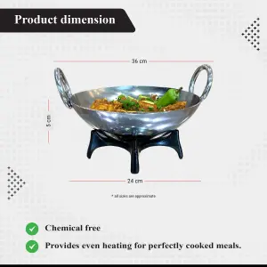 Premium 24 cm Induction Karahi Dish - Stainless Steel, Non-Stick, Multi-Purpose