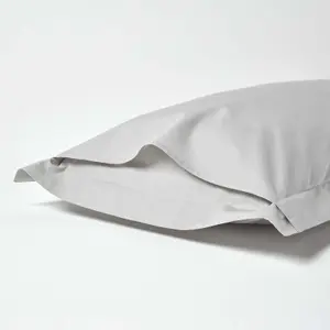 Homescapes Silver Grey Egyptian Cotton Oxford Pillowcase 200 TC, King Size