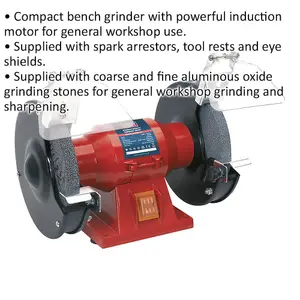 150mm Compact Bench Grinder with 150W Induction Motor for Precision Grinding