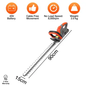 Terratek Cordless Hedge Trimmer 20V Easy Cut Lightweight Handheld Cutter