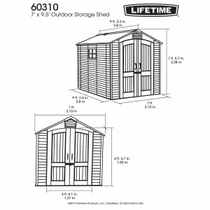 Lifetime 7 Ft. x 9.5 Ft. Outdoor Storage Shed