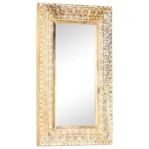 Berkfield Hand-Carved Mirror 80x50x2.6 cm Solid Mango Wood