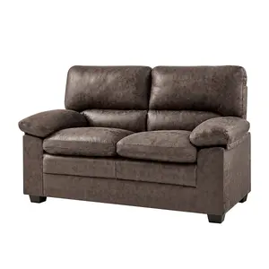 Oxford Bonded Faux Leather Three Seater Sofa Suite - Chocolate Brown