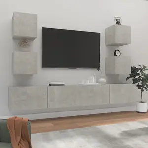 Berkfield 6 Piece TV Cabinet Set Concrete Grey Engineered Wood