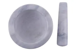 Interiors by Premier Salerno Grey Marble Mortar And Pestle 250ml