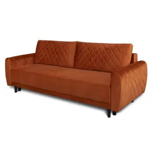 Roma 3 Seater Sofa Bed with Storage - Copper (VELUTTO33)