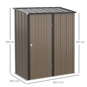 2.75 ft. W x 4.66 ft. D Metal Tongue & Groove Flat Garden Shed Brown/Black