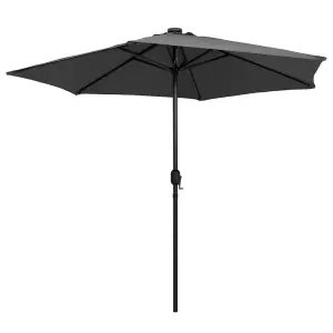 Berkfield Parasol with LED Lights and Aluminium Pole 270 cm Anthracite